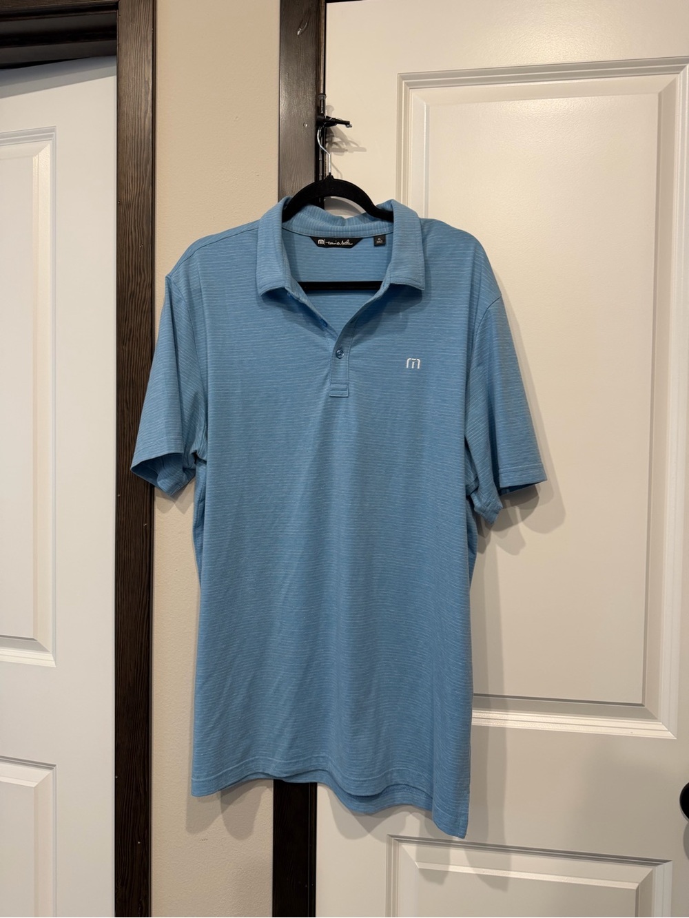 Travis Mathew Sky Blue Striped Performance Polo